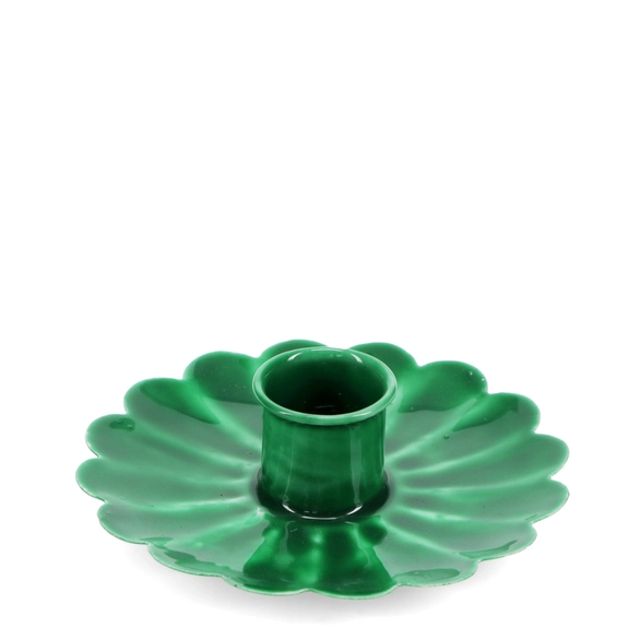 Green Flat Flower Candle Holder