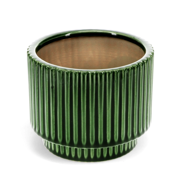 Ridged Plant Pot Green