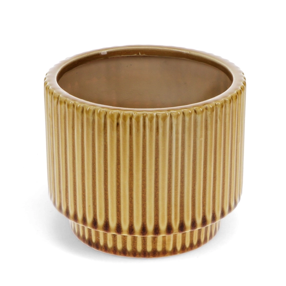 Ridged Plant Pot Mustard