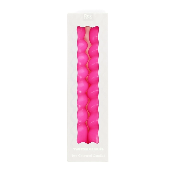 Neon Pink Twisty Candles 2 Pack
