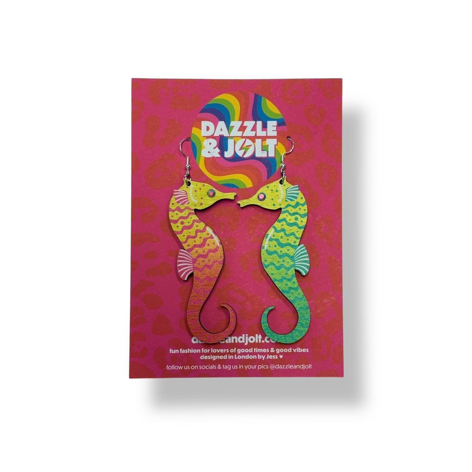 Seahorse Print Wooden Earrings