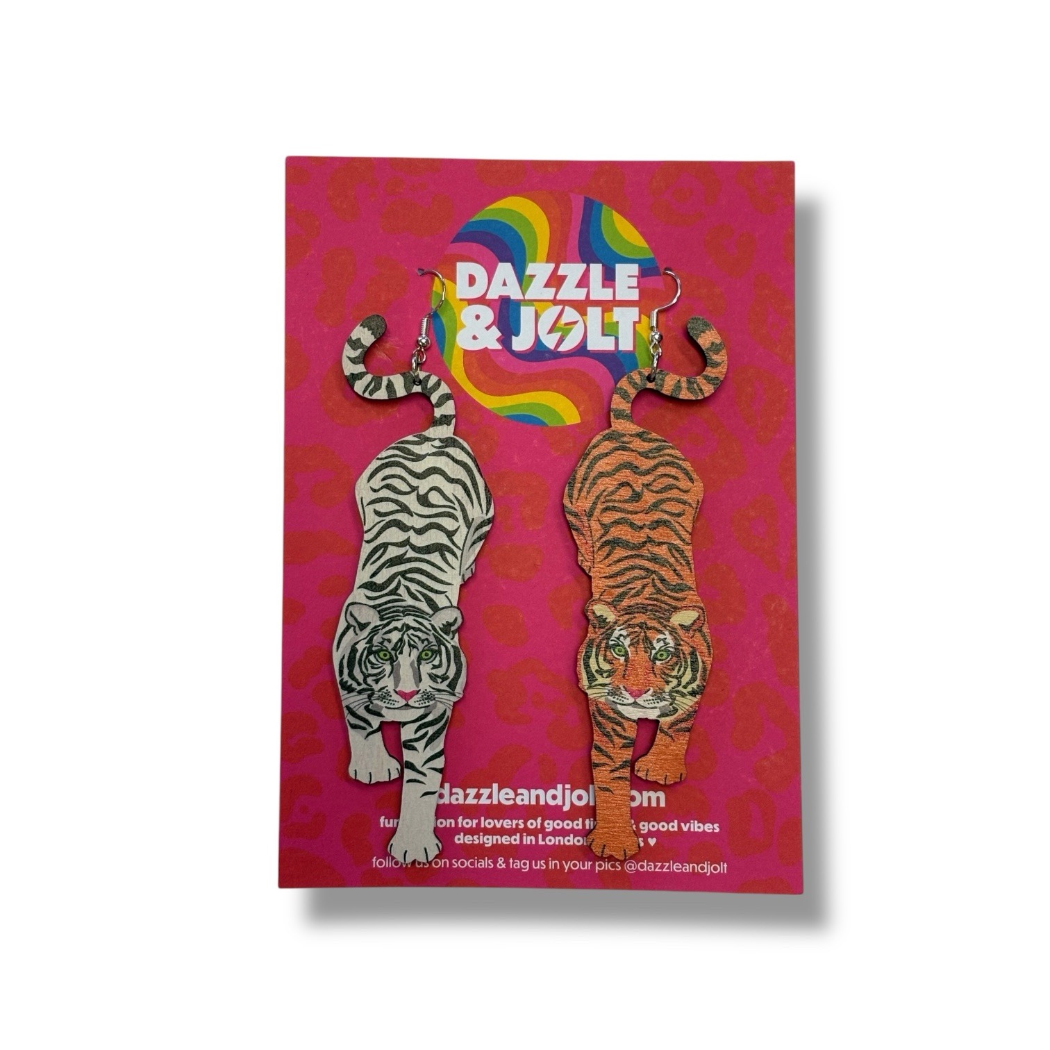 Tiger Print Wooden Earrings