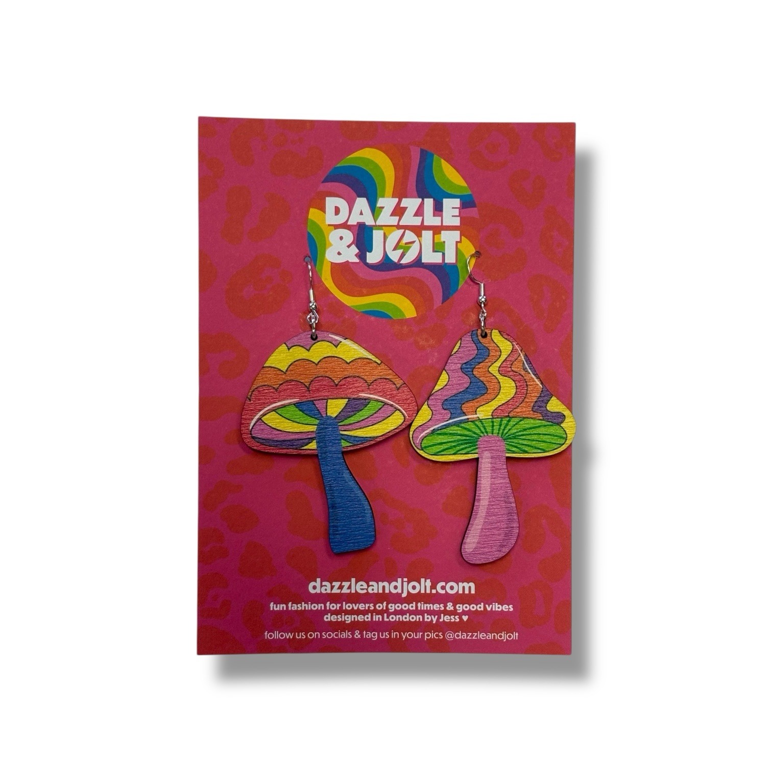 Psychedelic Mushroom Print Wooden Earrings