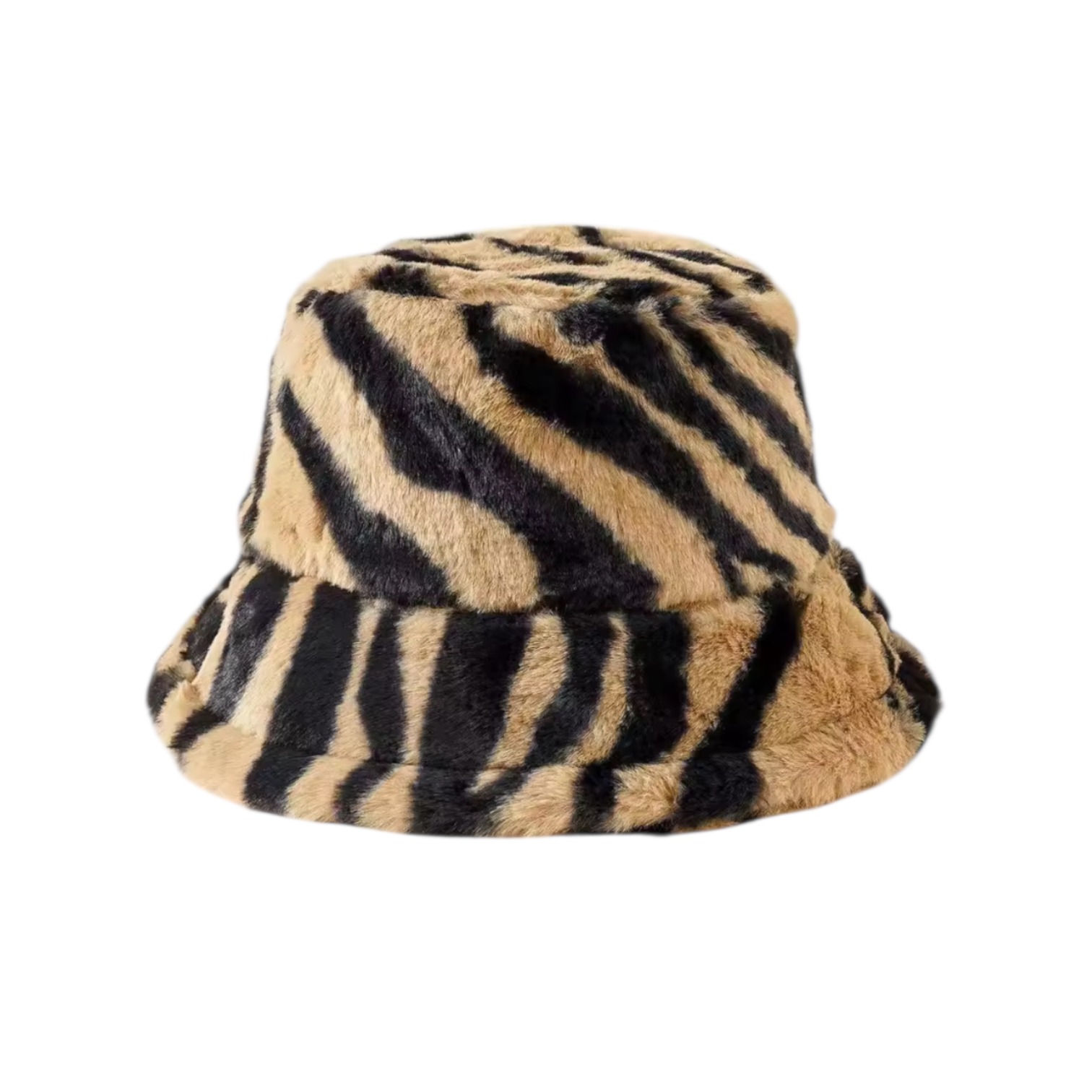 Tiger Print Fluffy Bucket Hat