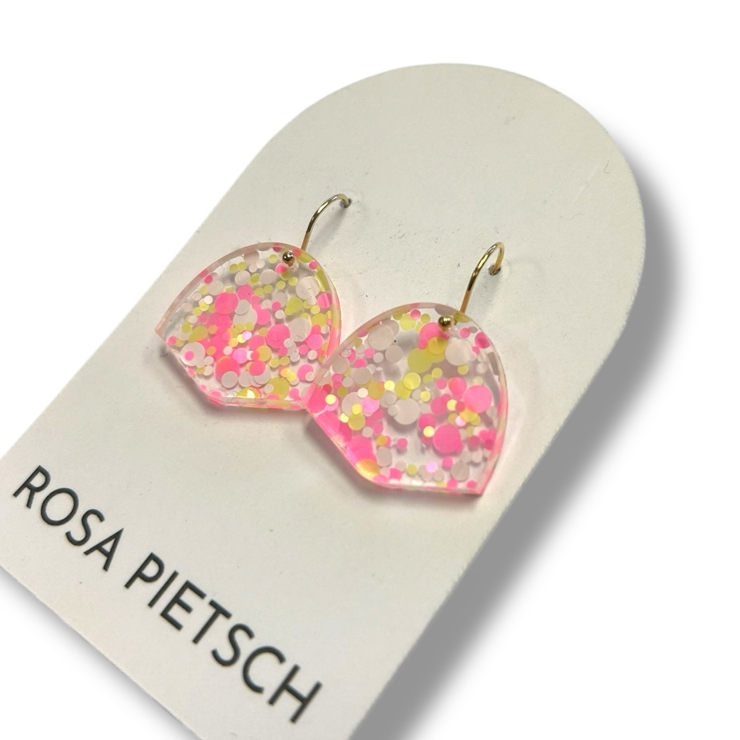 Pink and Yellow Confetti Arch Earrings Rosa Pietsch