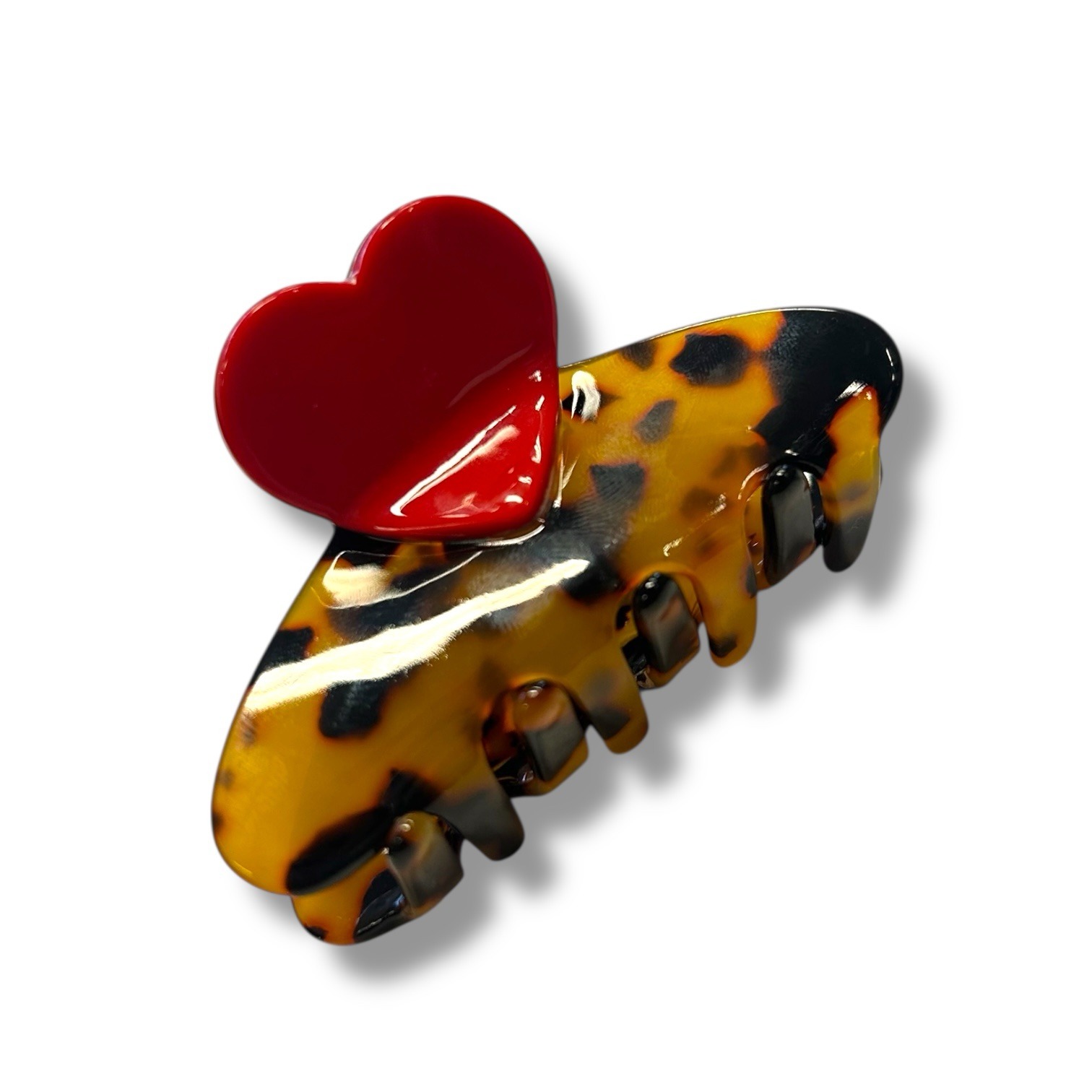 Tortoise Shell and Heart small Claw Clip