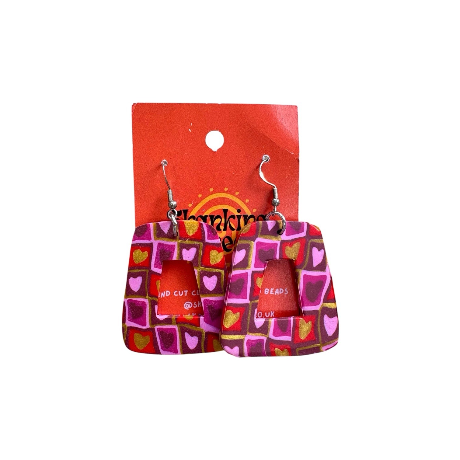 Love Heart Check Style Doorknocker Earrings Skanking Swede