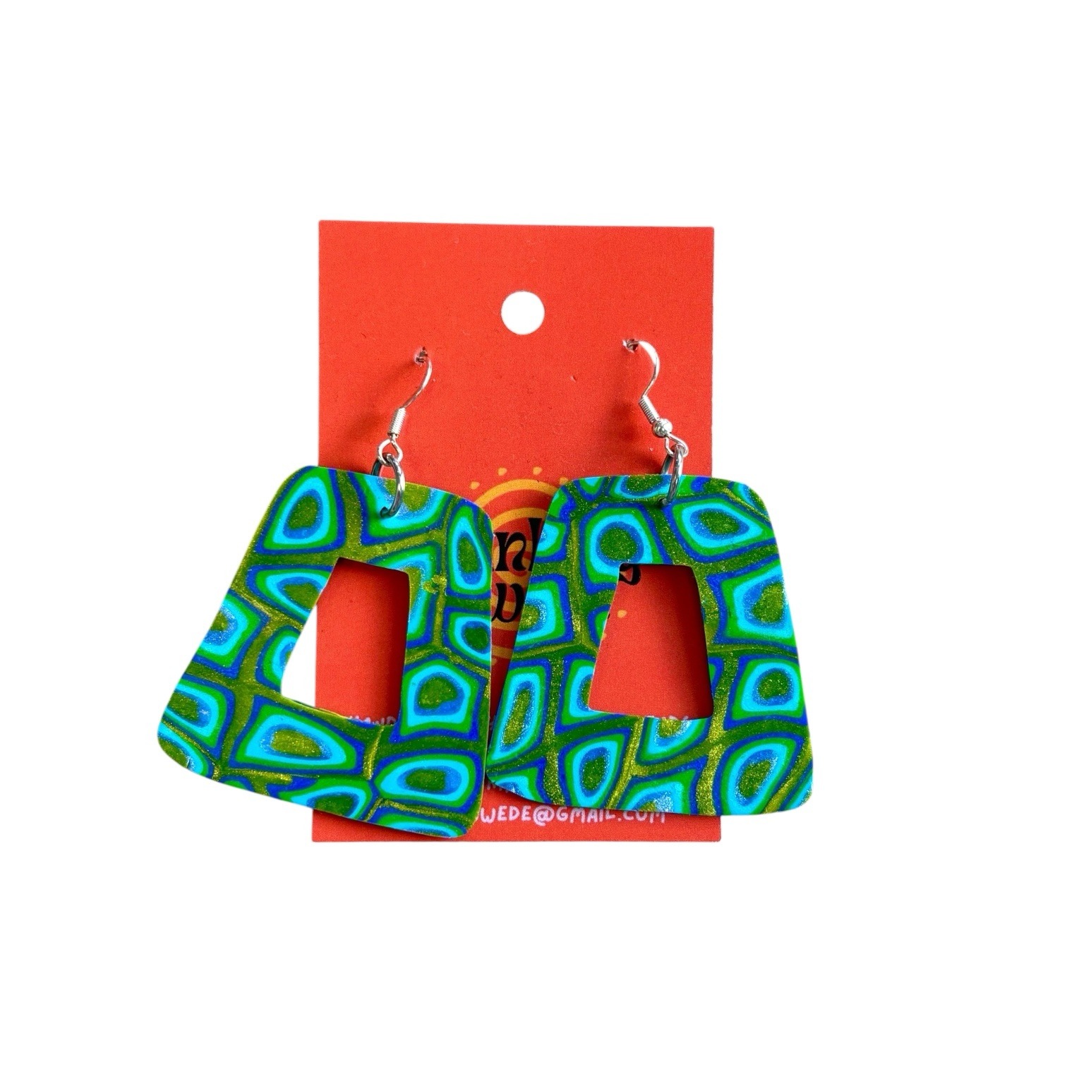 Green Geo Style Doorknocker Earrings Skanking Swede
