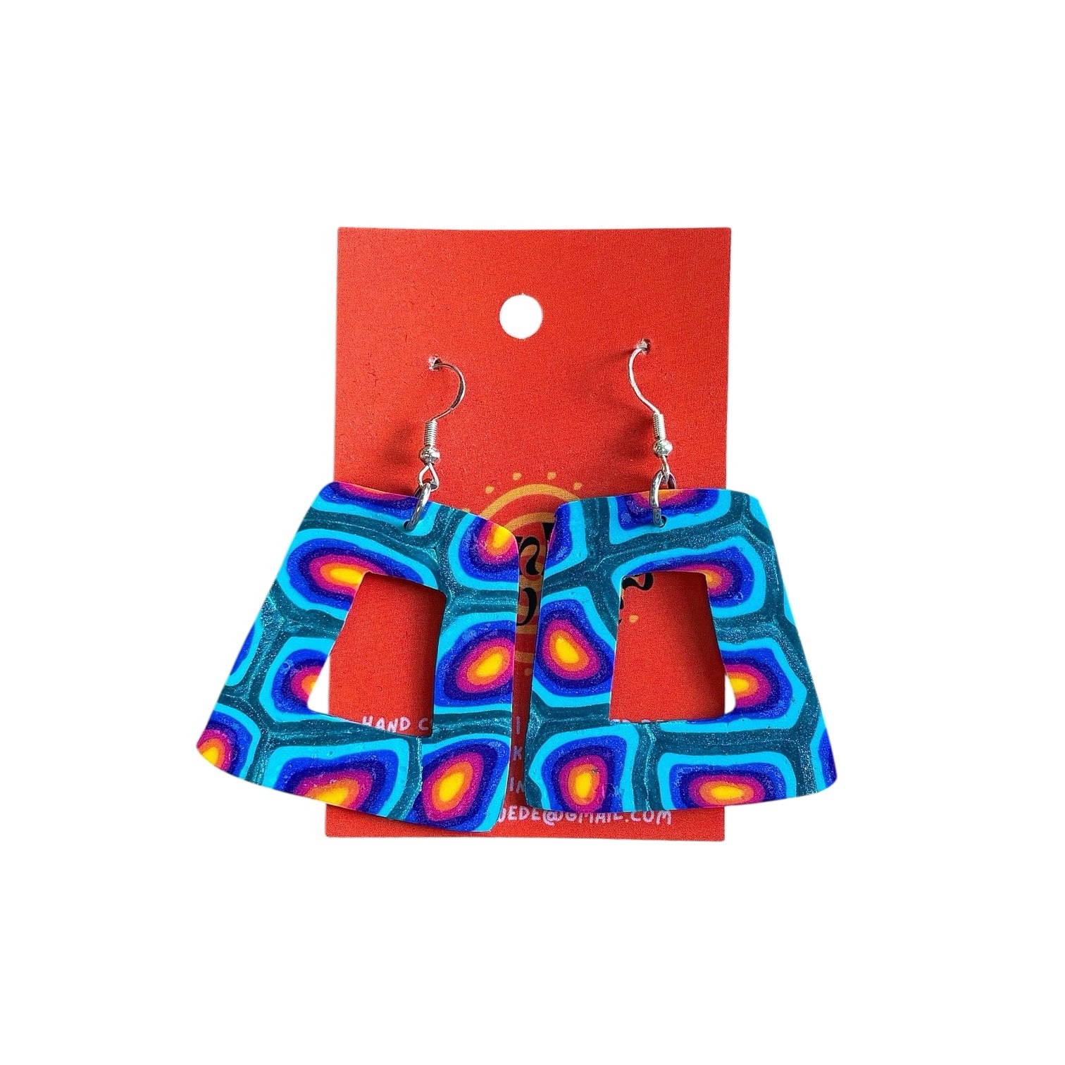 Blue Geo Style Doorknocker Earrings Skanking Swede