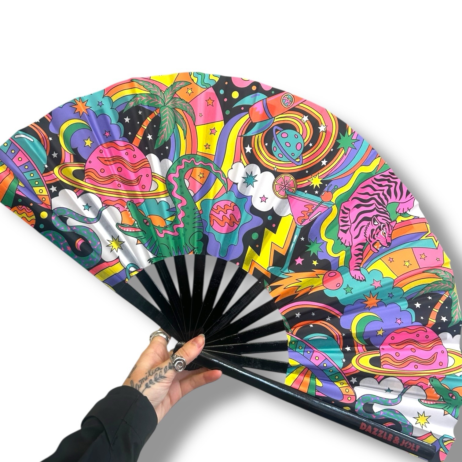 Psychedelic Space Hand Fan