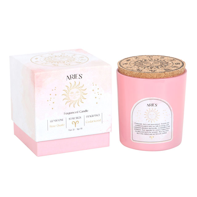 Aries Cedar Wood Crystal Candle